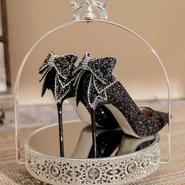Schuhe für Frau 2024 Stilito Silber Frauen Sommer Schuhe Hochzeit Braut Schuh Strass spitzen Zehen Super High Heel Diamant 39 - Image 2