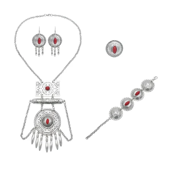 Traditional Ethnic Jewelry Set with Crystals, Coins & Tassels – Perfect for Turkish, Afghan & Indian Fashion - Image 9