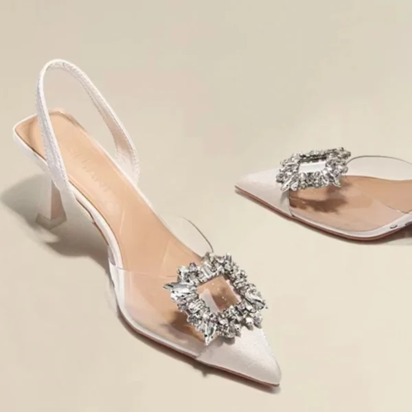 Spring and Autumn Fashion – New Sexy Banquet Comfortable Crystal Transparent Solid Color Pointed Toe Women's High Heels - Image 5