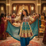 Timeless Grace: Blue & Gold Afghani Ensemble