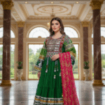 Handcrafted Afghani Gand– Green & Red Elegance