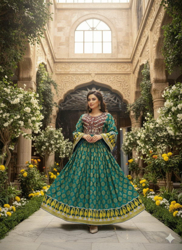 Festive  Banarasi Afghani Dress – Artisan Made