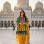 Golden Zari Yellow Banarasi Afghani Dress – Handcrafted Elegance