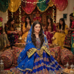 Blue Serenity: Artisan Afghan Fabric