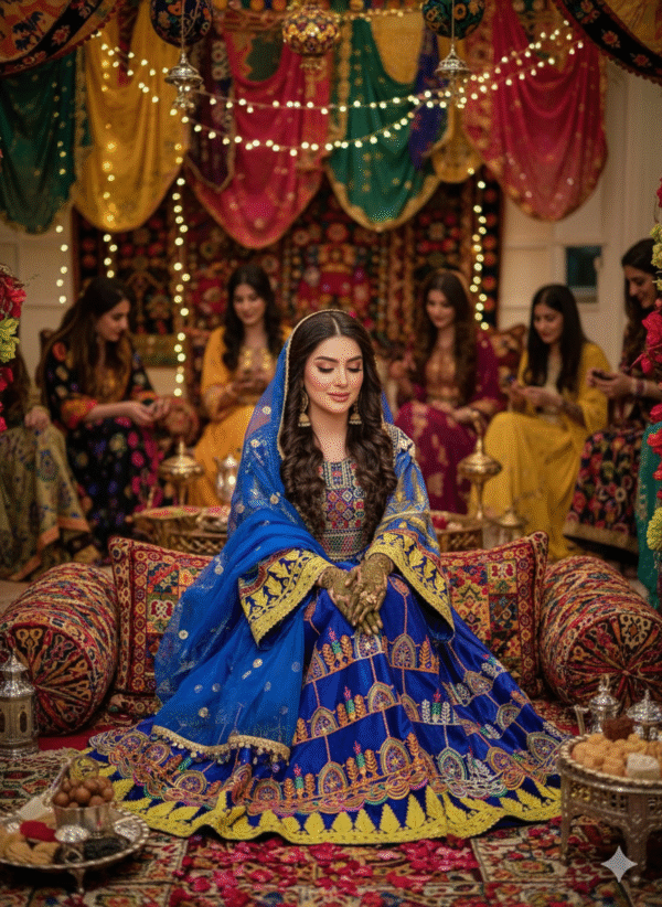 Blue Serenity: Artisan Afghan Fabric