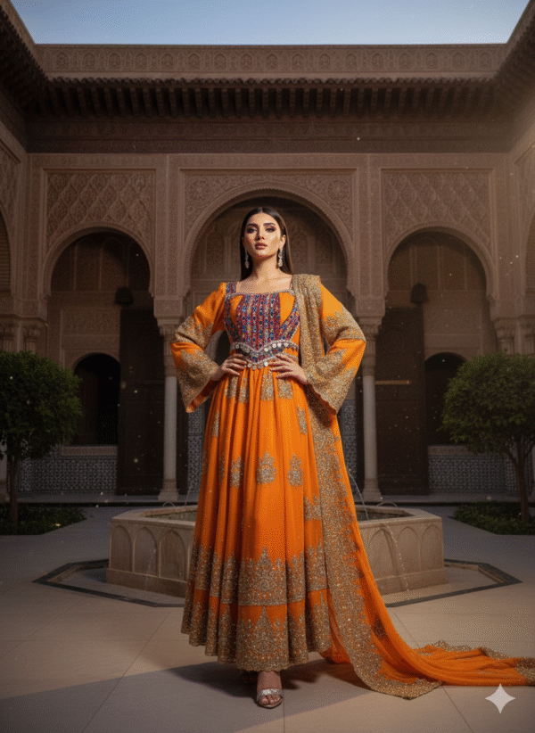 Golden Heritage: The Afghani Gand in Warm Orange