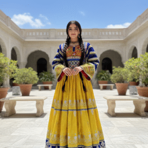 Festive Yellow Afghani Dress – Artisan Made