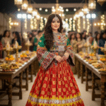 Royal Red Banarasi Gand-e Afghani Outfit with Intricate Golden Embroidery