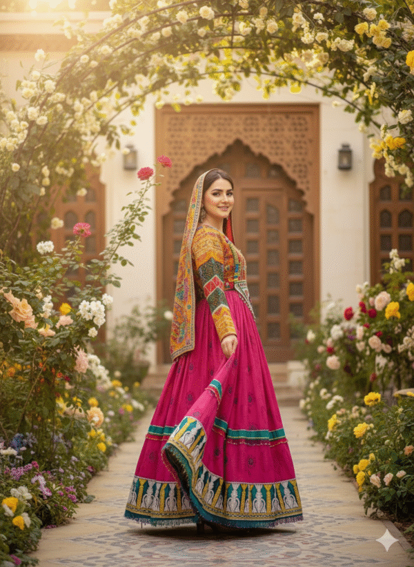 Pink Harmony Afghan Dress for Special Occasions