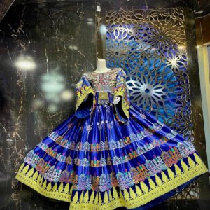 Blue Serenity: Artisan Afghan Fabric